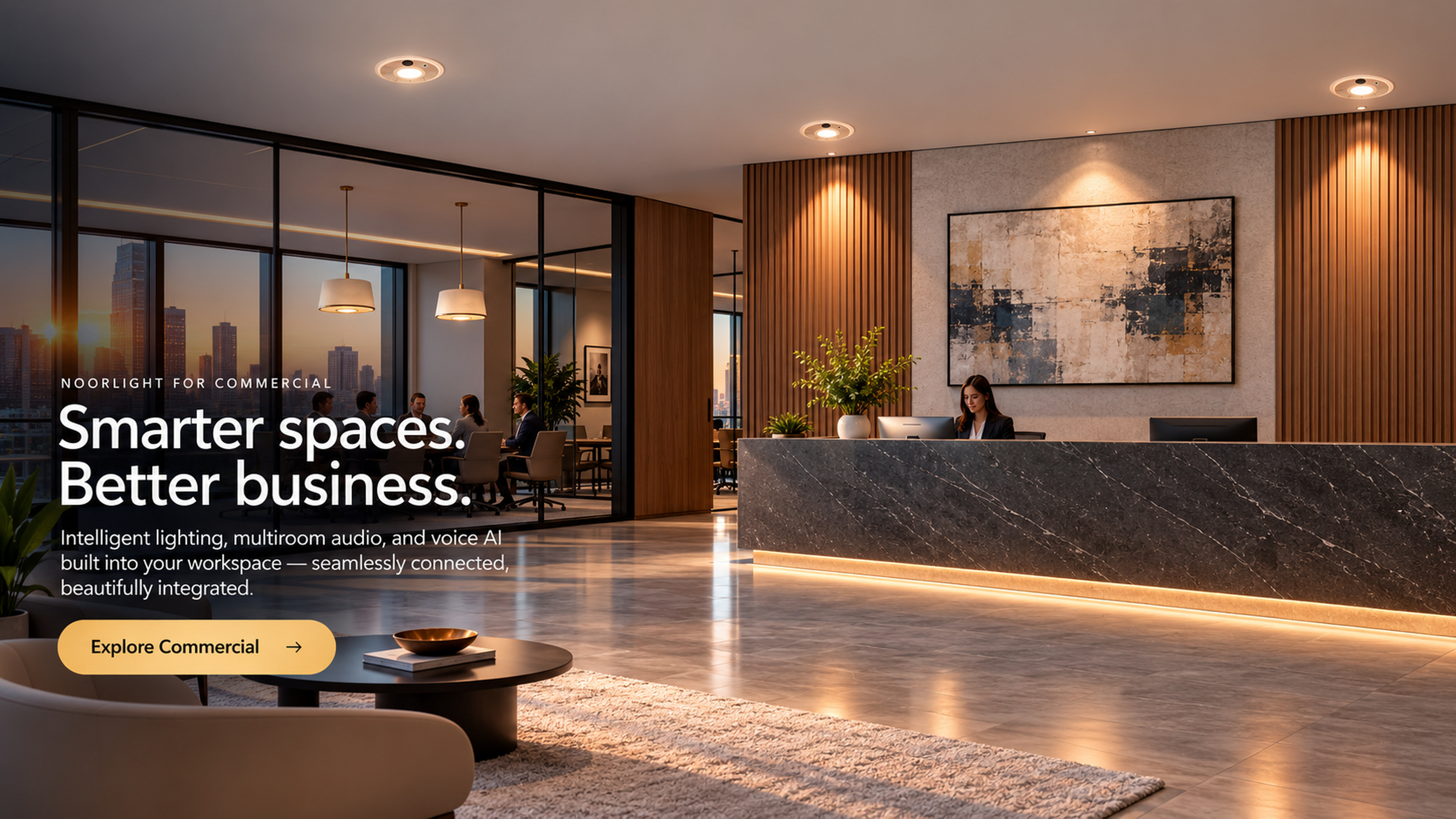 Commercial NoorLight concept: smarter spaces, better business, in a premium modern office