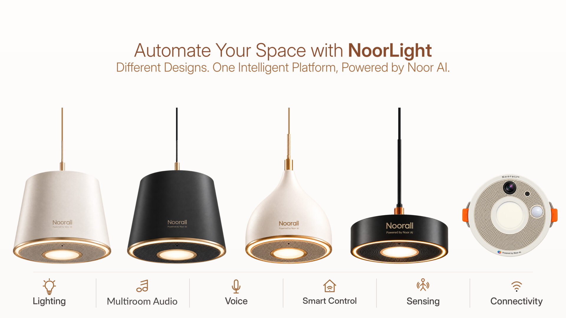 NoorLight conceptual family of recessed and suspended architectural fixtures with platform capabilities